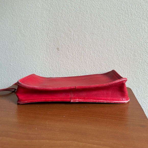 Genuine Leather Red Crossbody Vintage Basic Bag Made in Hong Kong Women’s Travel - Picture 4 of 16